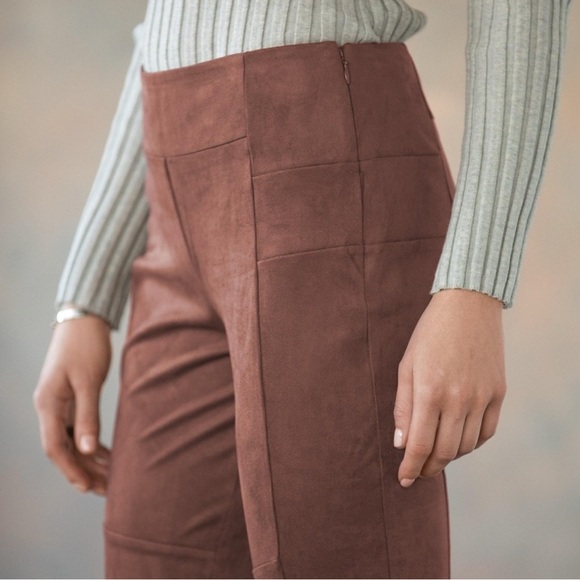 Sundance Luxe Dream Soft Faux Suede Leggings Pants Brown size 8 - Picture 3 of 9